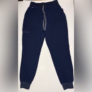 Figs Scrubs Women's Navy Joggers with Gray Drawstring